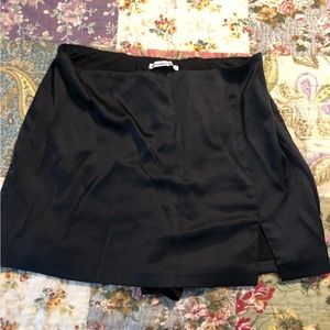 Black satin skort